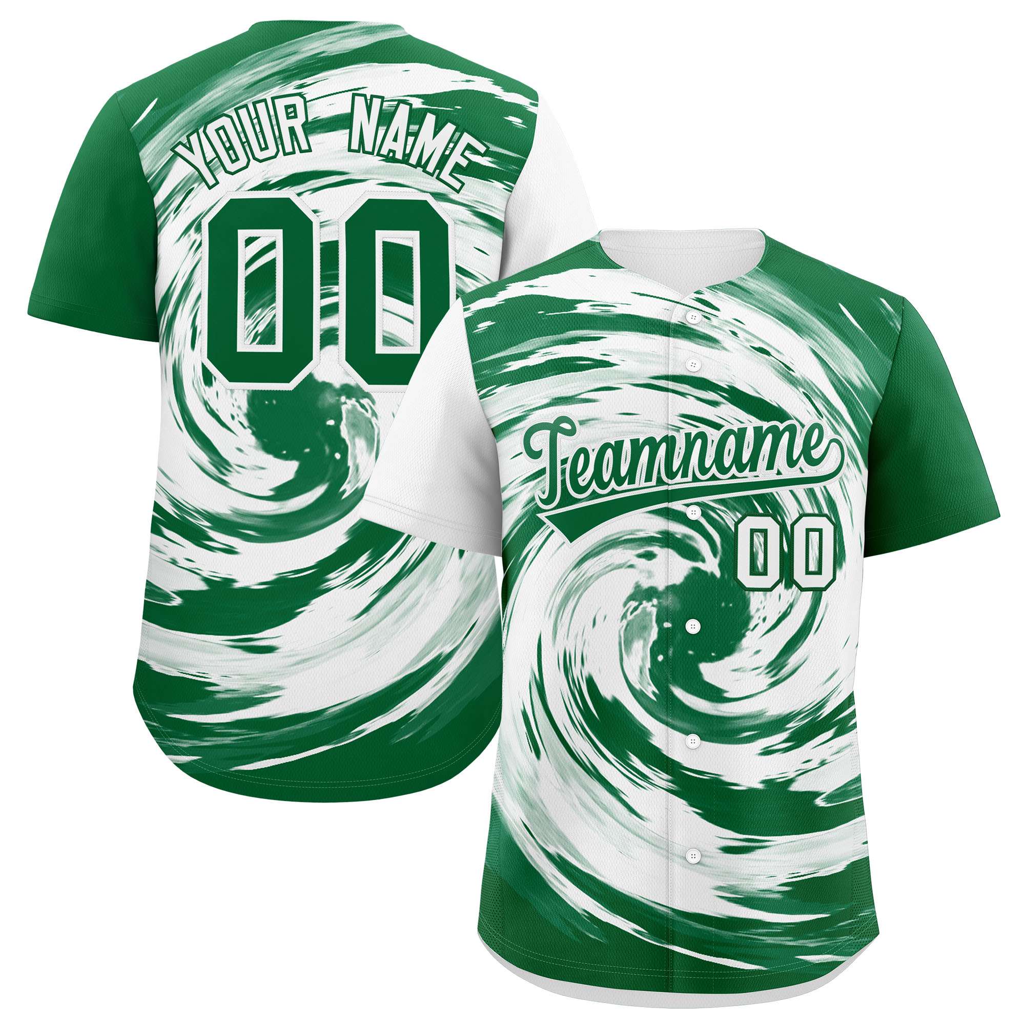 Custom White Kelly Green Swirl Graffiti Pattern Authentic Baseball Jersey