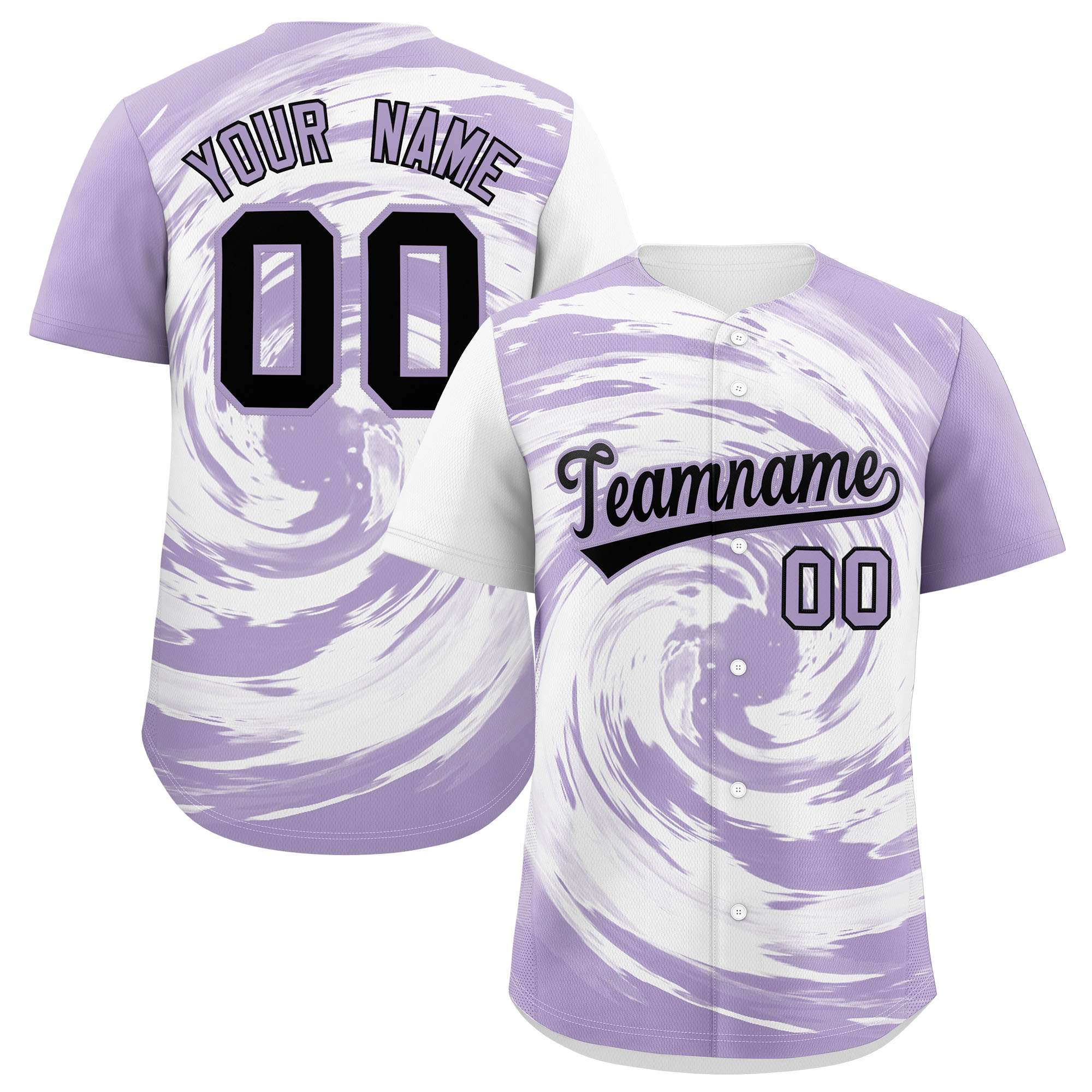 Custom White Light Purple Swirl Graffiti Pattern Authentic Baseball Jersey