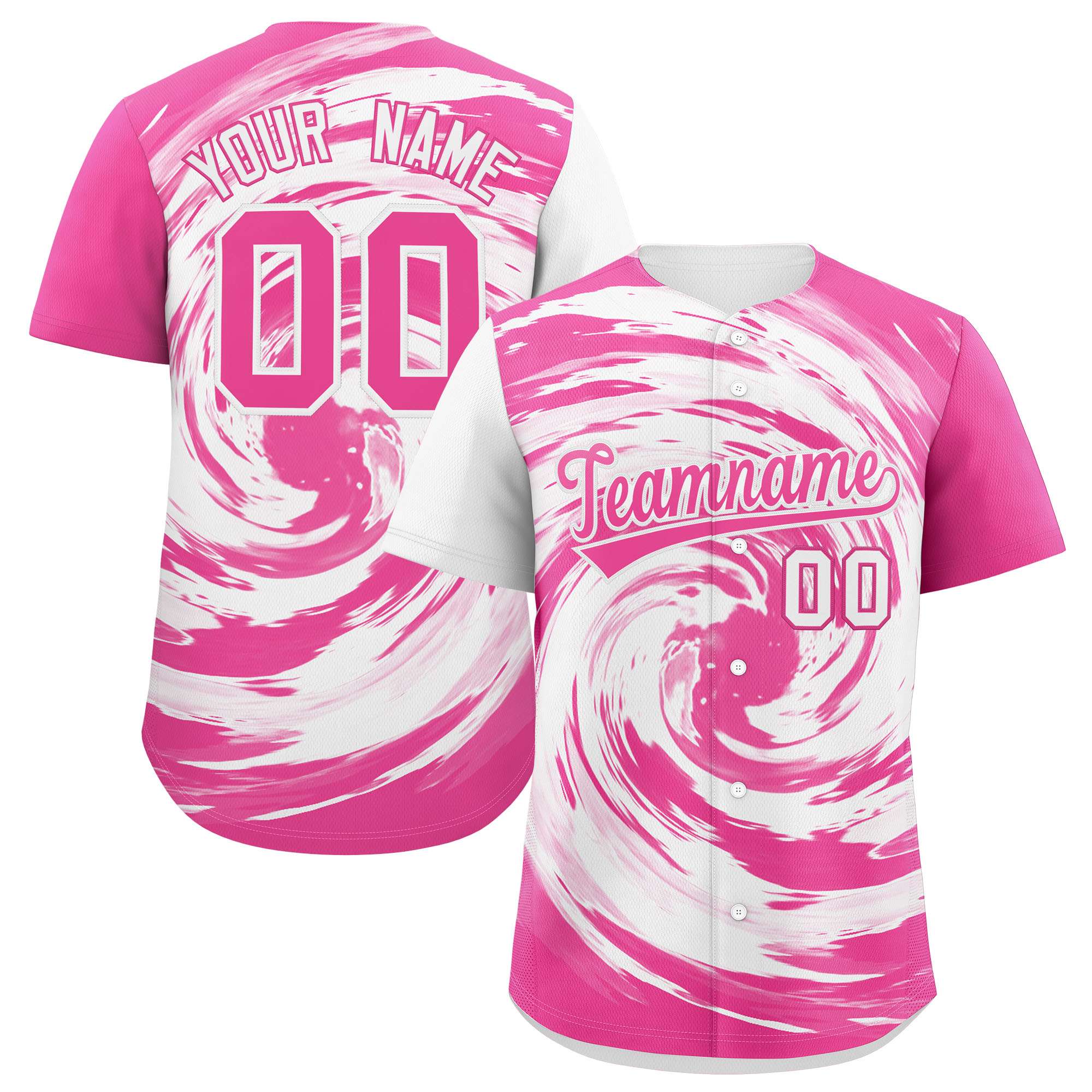 Custom White Pink Swirl Graffiti Pattern Authentic Baseball Jersey