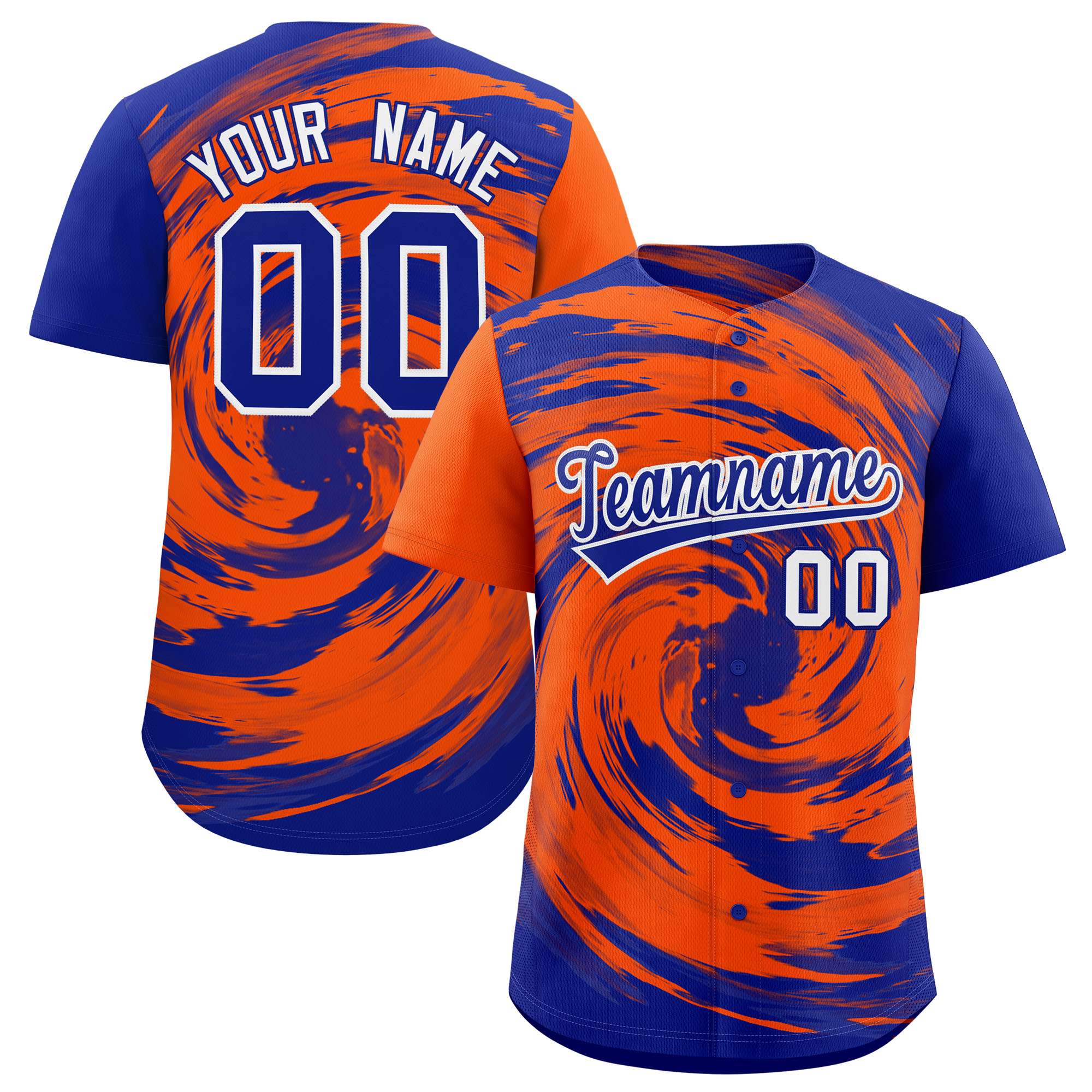 Custom Orange Royal Swirl Graffiti Pattern Authentic Baseball Jersey