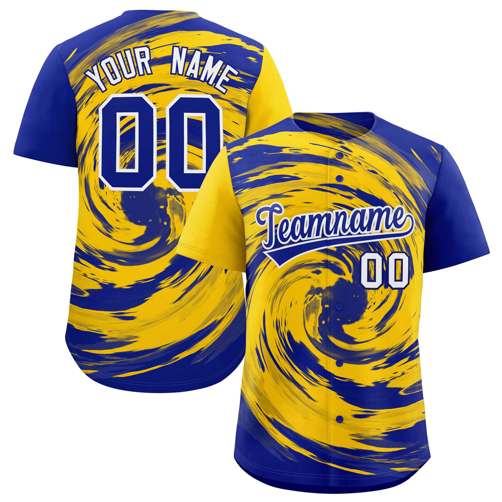 Custom Gold Royal Swirl Graffiti Pattern Authentic Baseball Jersey