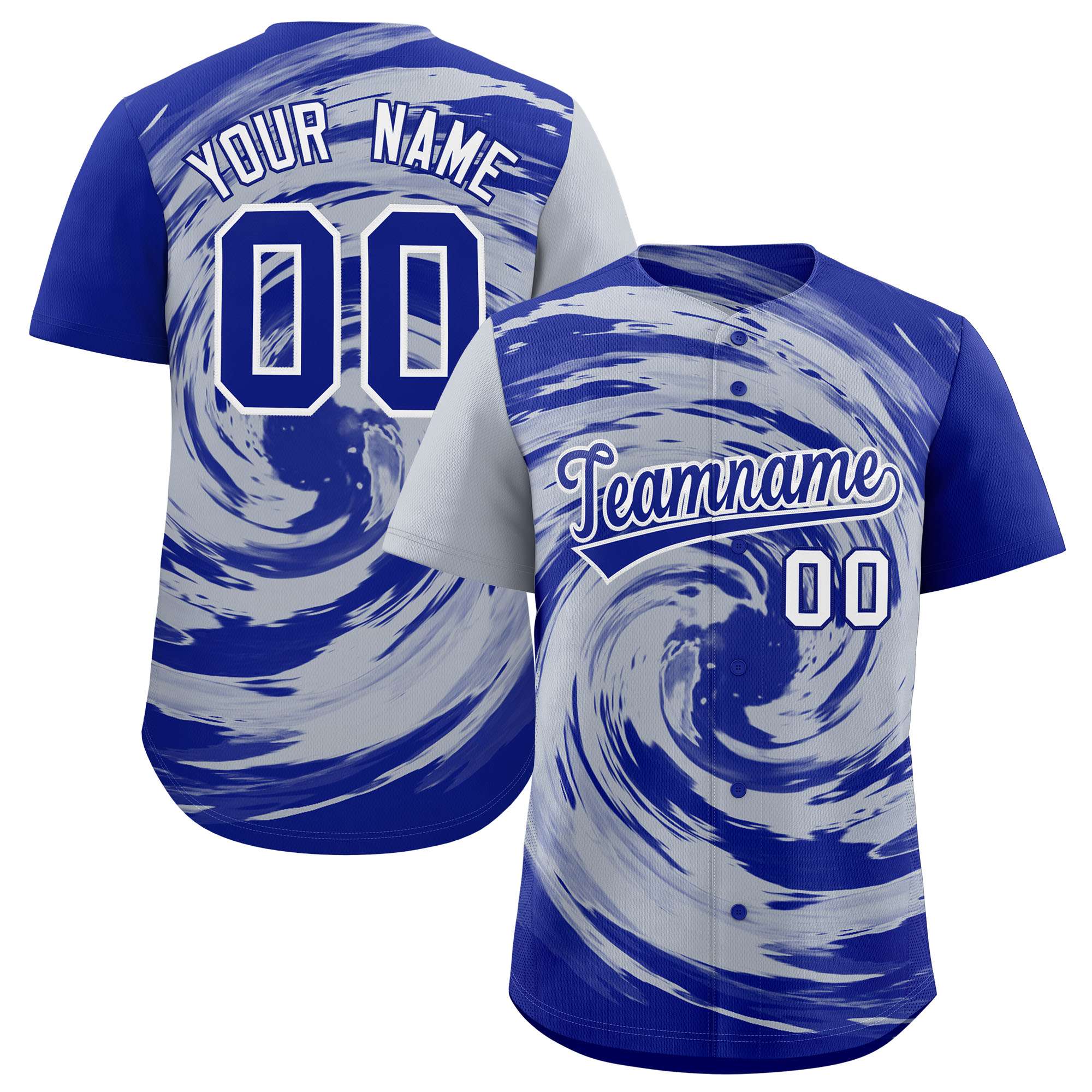 Custom Silver Royal Swirl Graffiti Pattern Authentic Baseball Jersey