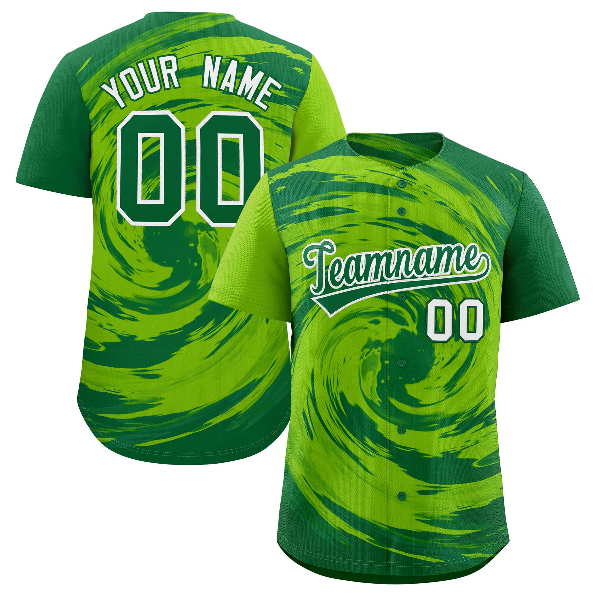 Custom Neon Green Kelly Green Swirl Graffiti Pattern Authentic Baseball Jersey