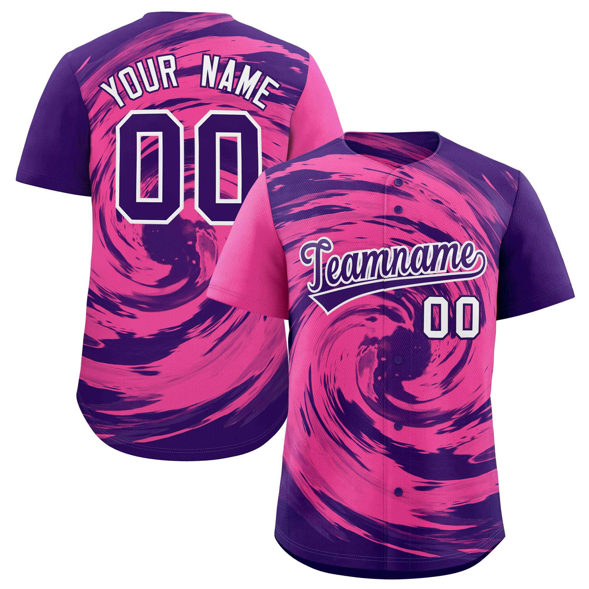 Custom Pink Purple Swirl Graffiti Pattern Authentic Baseball Jersey