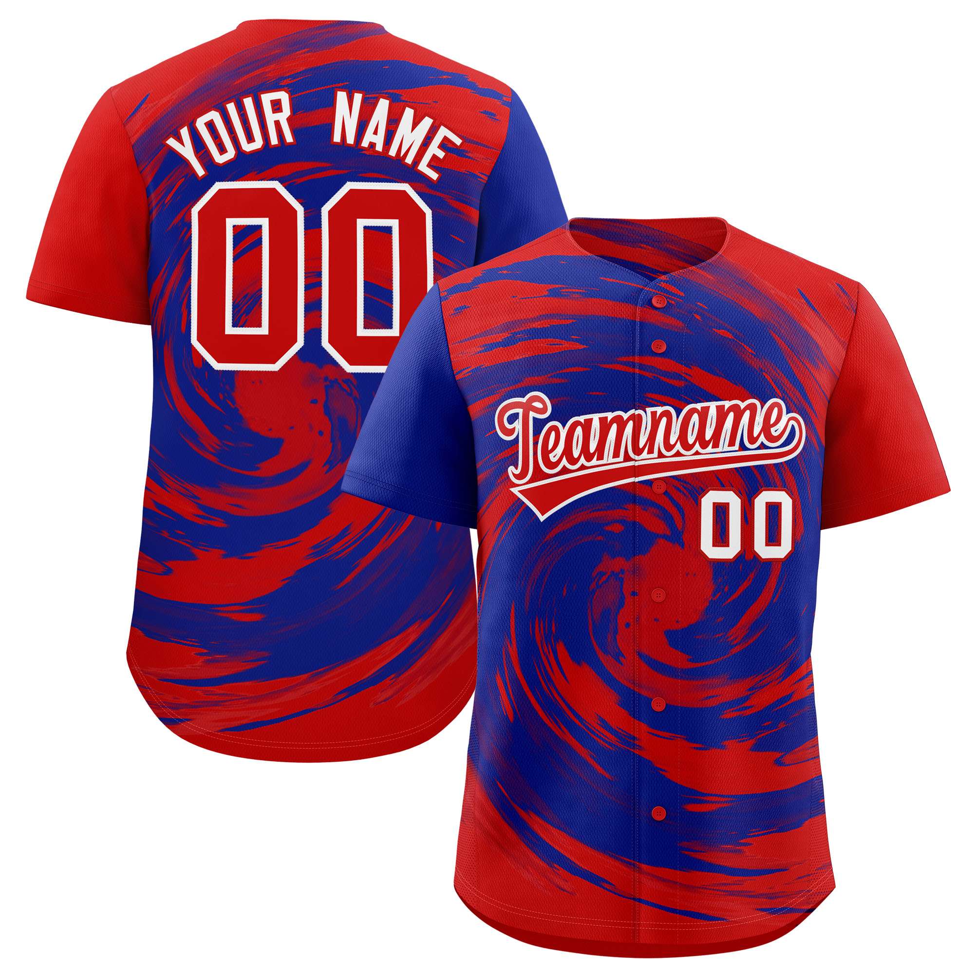 Custom Royal Red Swirl Graffiti Pattern Authentic Baseball Jersey