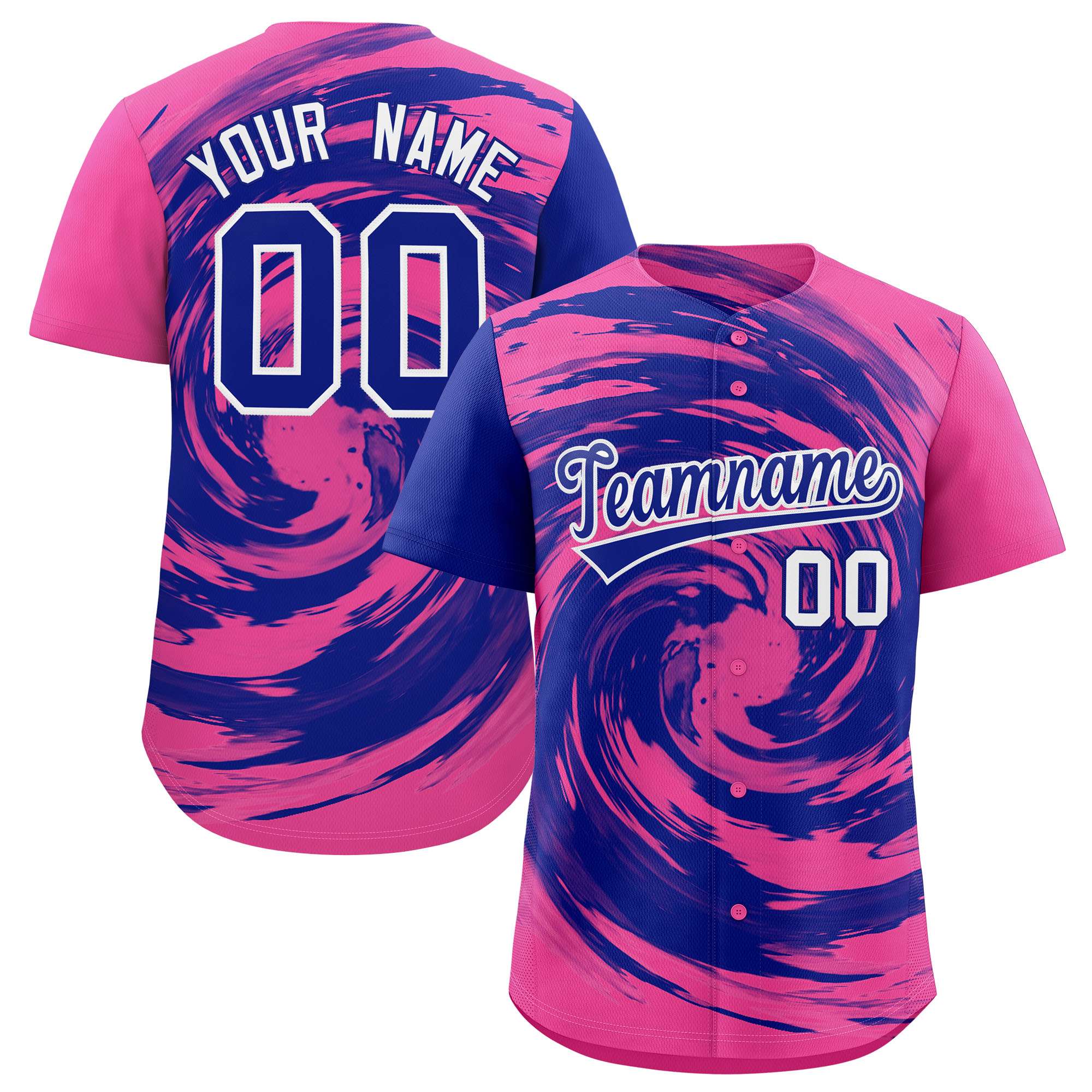 Custom Royal Pink Swirl Graffiti Pattern Authentic Baseball Jersey