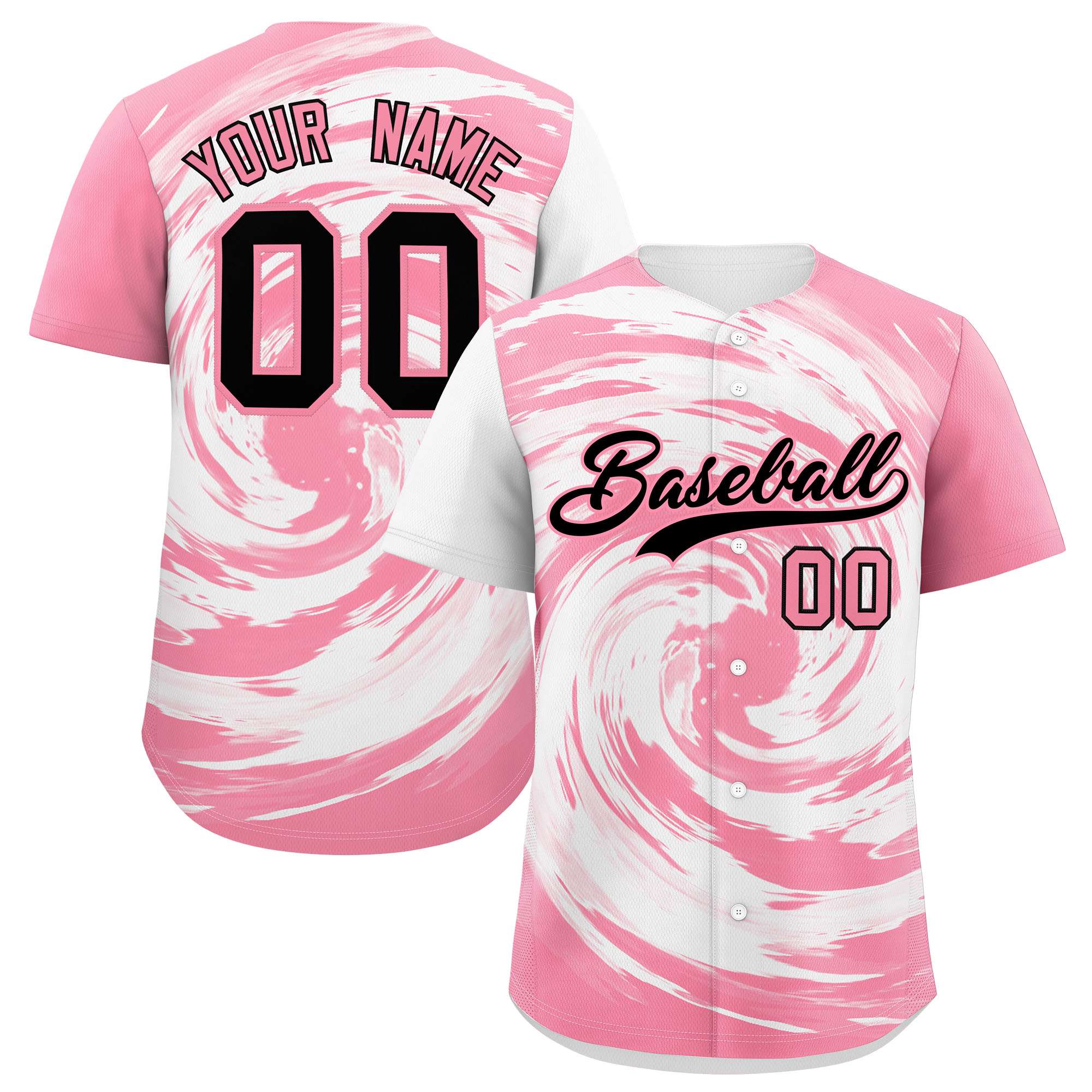 Custom White Light Pink Swirl Graffiti Pattern Authentic Baseball Jersey