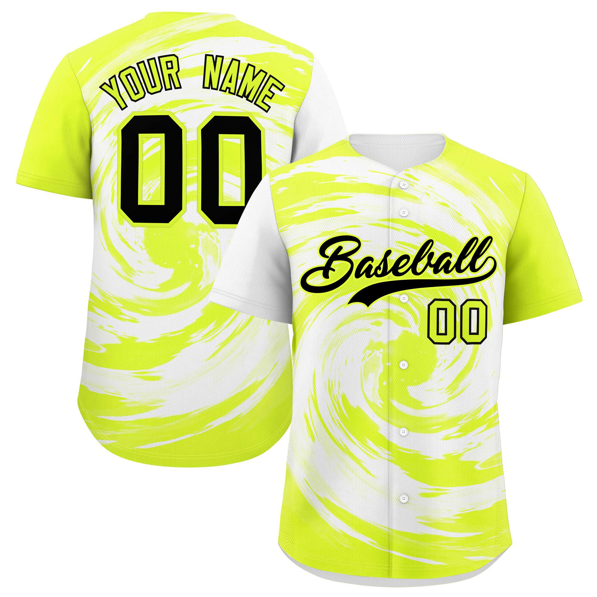 Custom White Green Swirl Graffiti Pattern Authentic Baseball Jersey