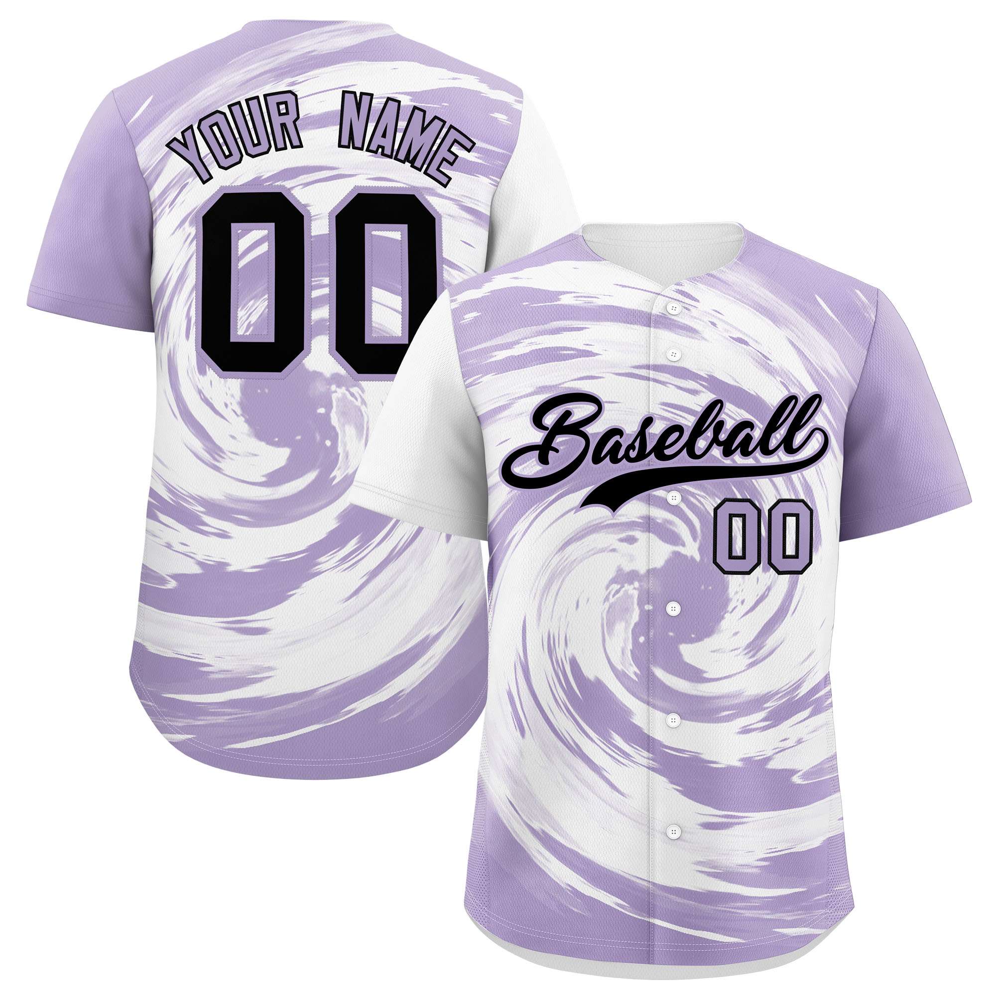 Custom White Light Purple Swirl Graffiti Pattern Authentic Baseball Jersey