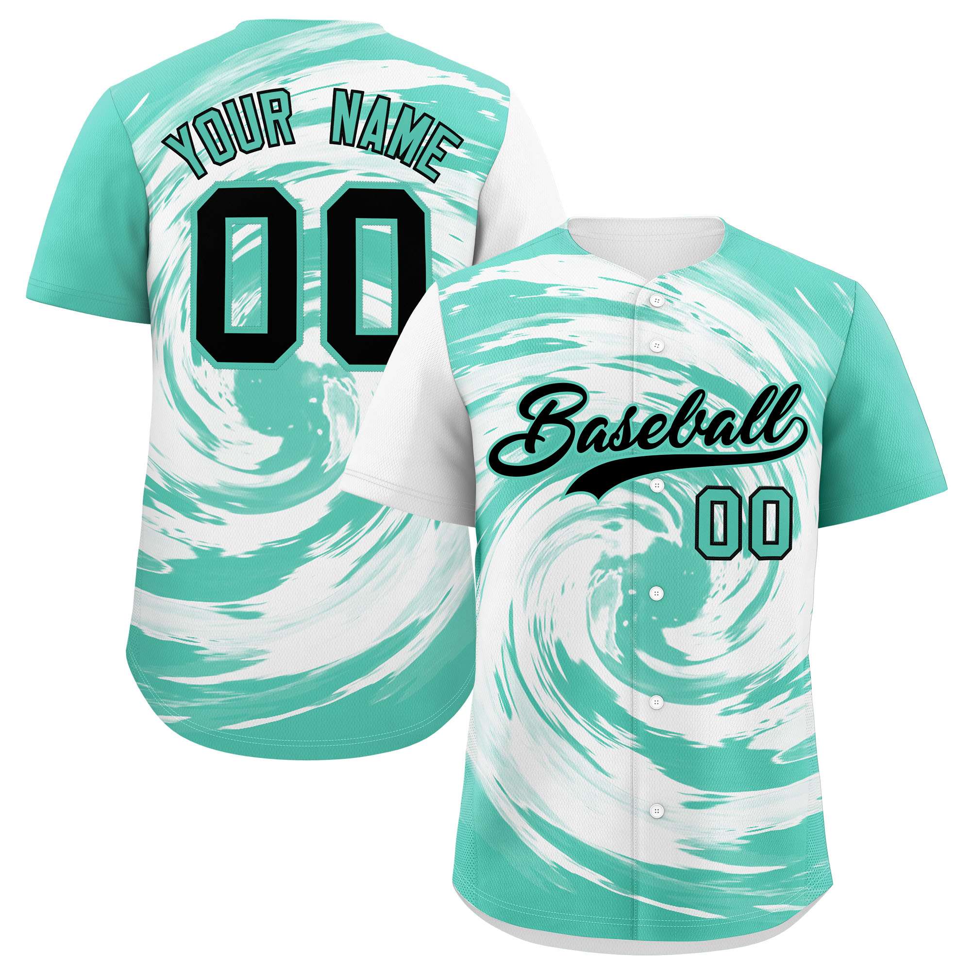 Custom White Bright Green Swirl Graffiti Pattern Authentic Baseball Jersey