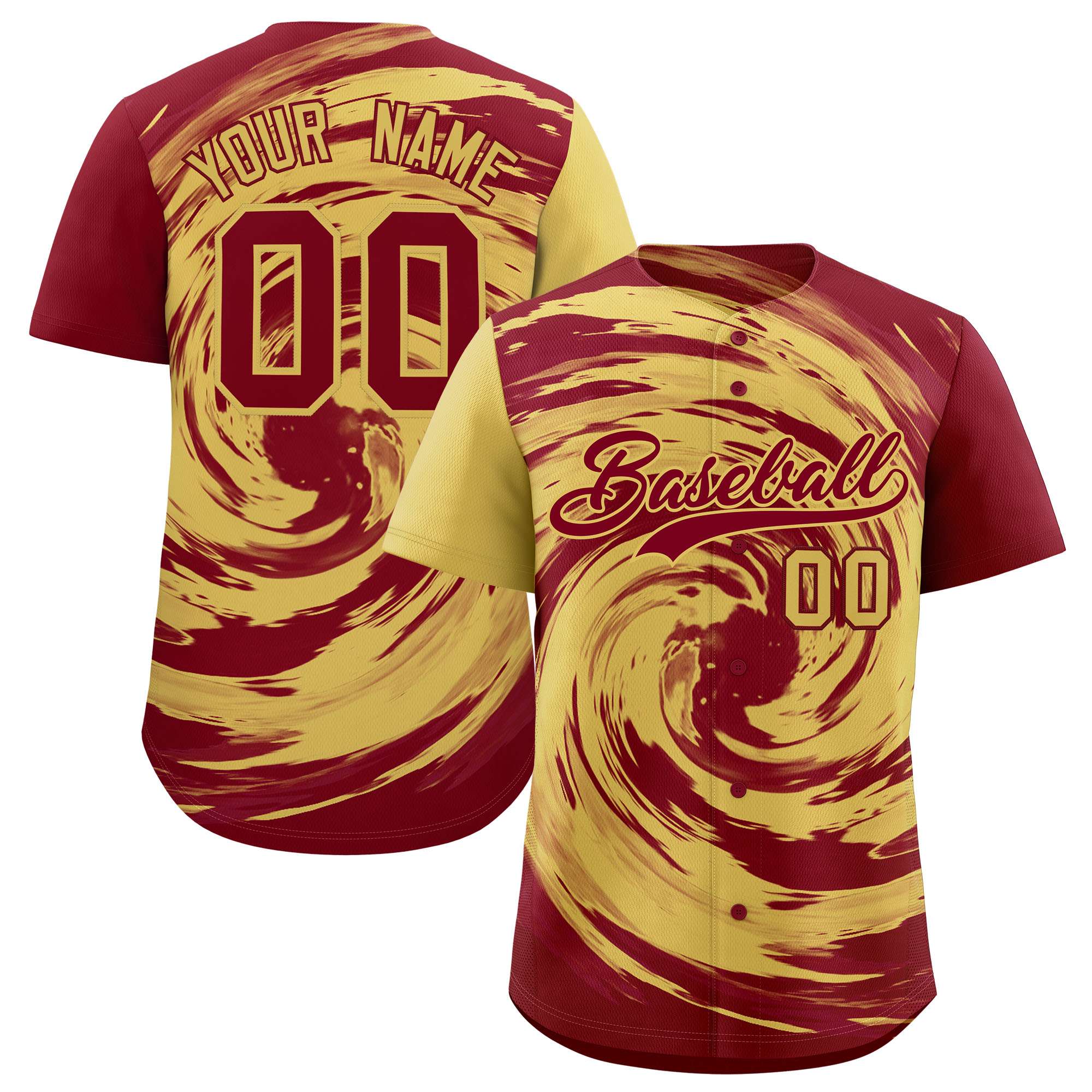 Custom Khaki Crimson Swirl Graffiti Pattern Authentic Baseball Jersey