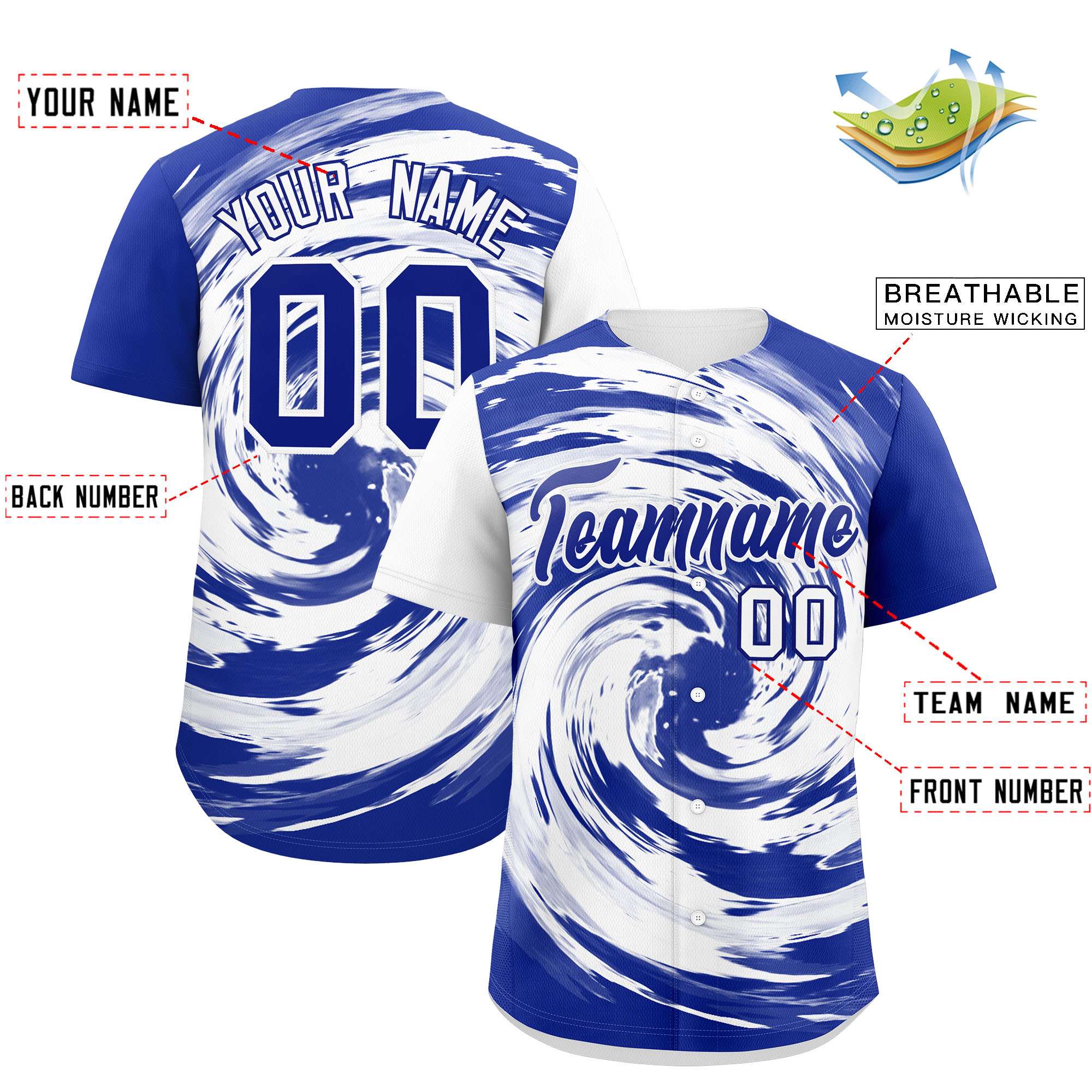 Custom White Royal Swirl Graffiti Pattern Authentic Baseball Jersey