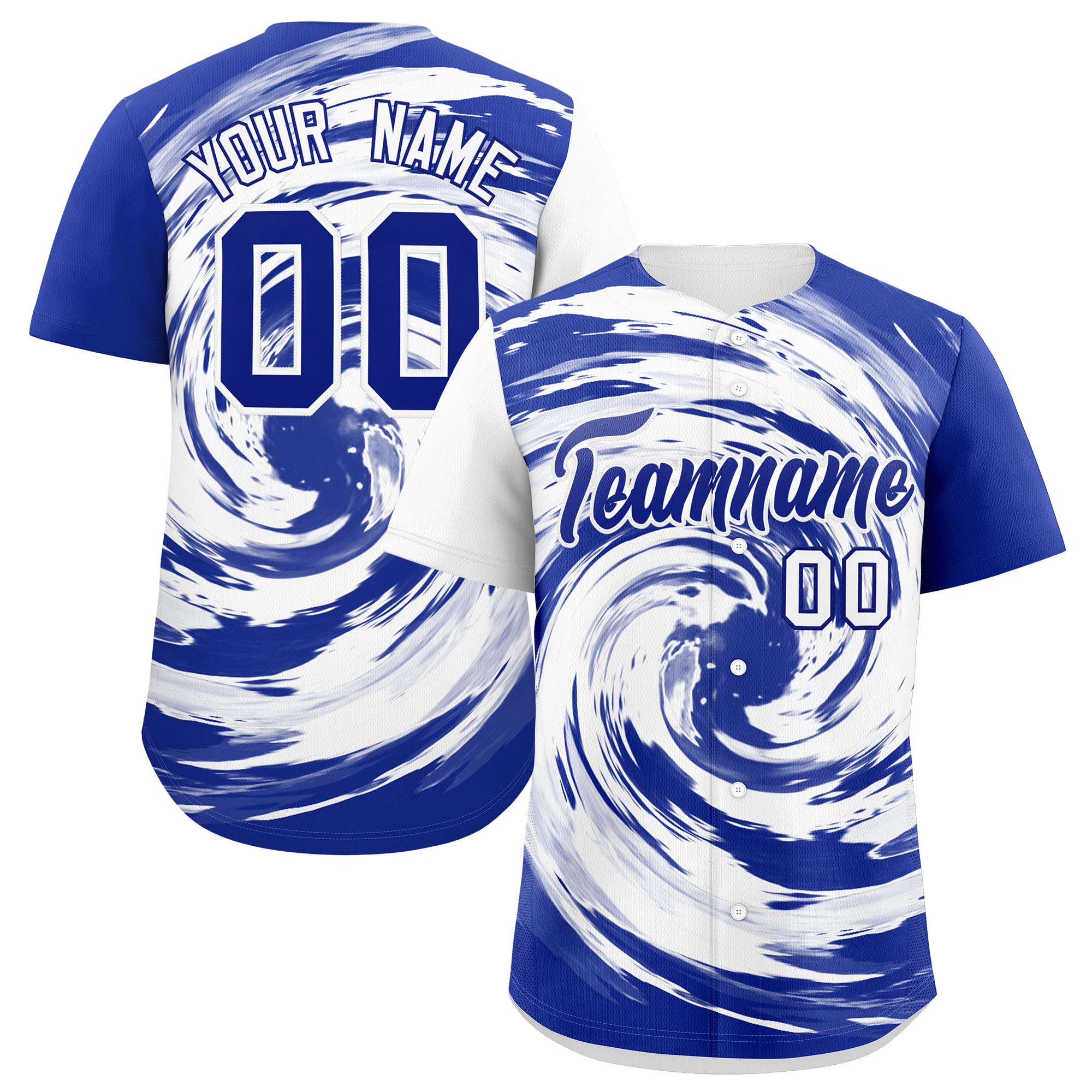 Custom White Royal Swirl Graffiti Pattern Authentic Baseball Jersey