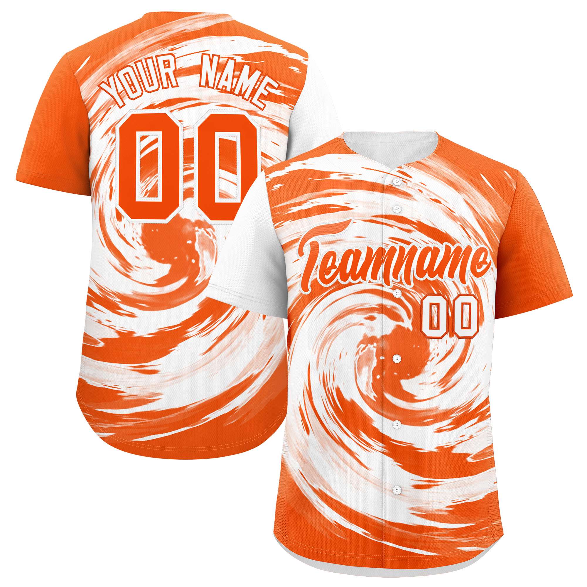 Custom White Orange Swirl Graffiti Pattern Authentic Baseball Jersey