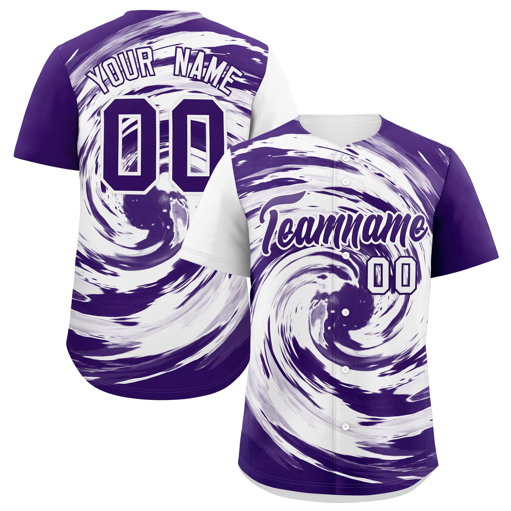 Custom White Purple Swirl Graffiti Pattern Authentic Baseball Jersey