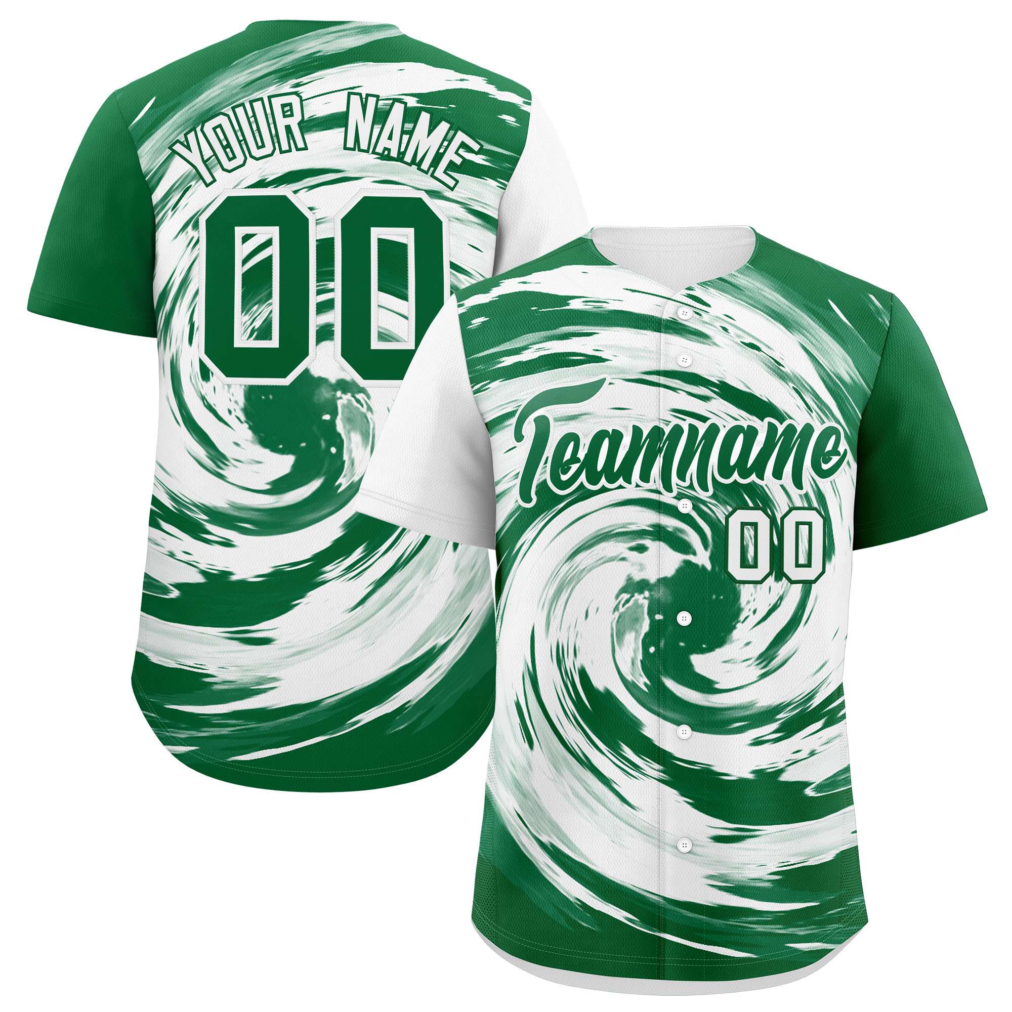 Custom White Kelly Green Swirl Graffiti Pattern Authentic Baseball Jersey