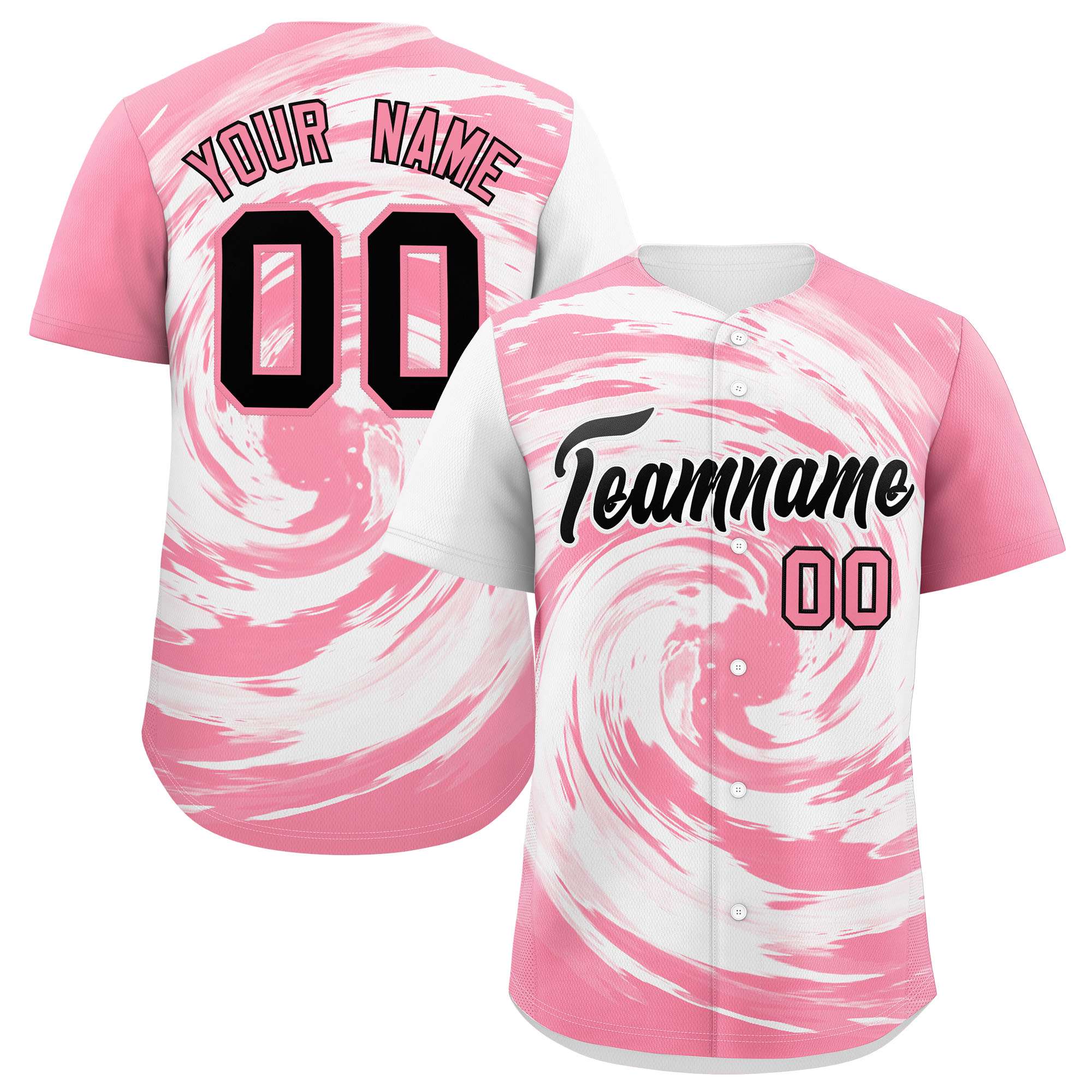 Custom White Light Pink Swirl Graffiti Pattern Authentic Baseball Jersey