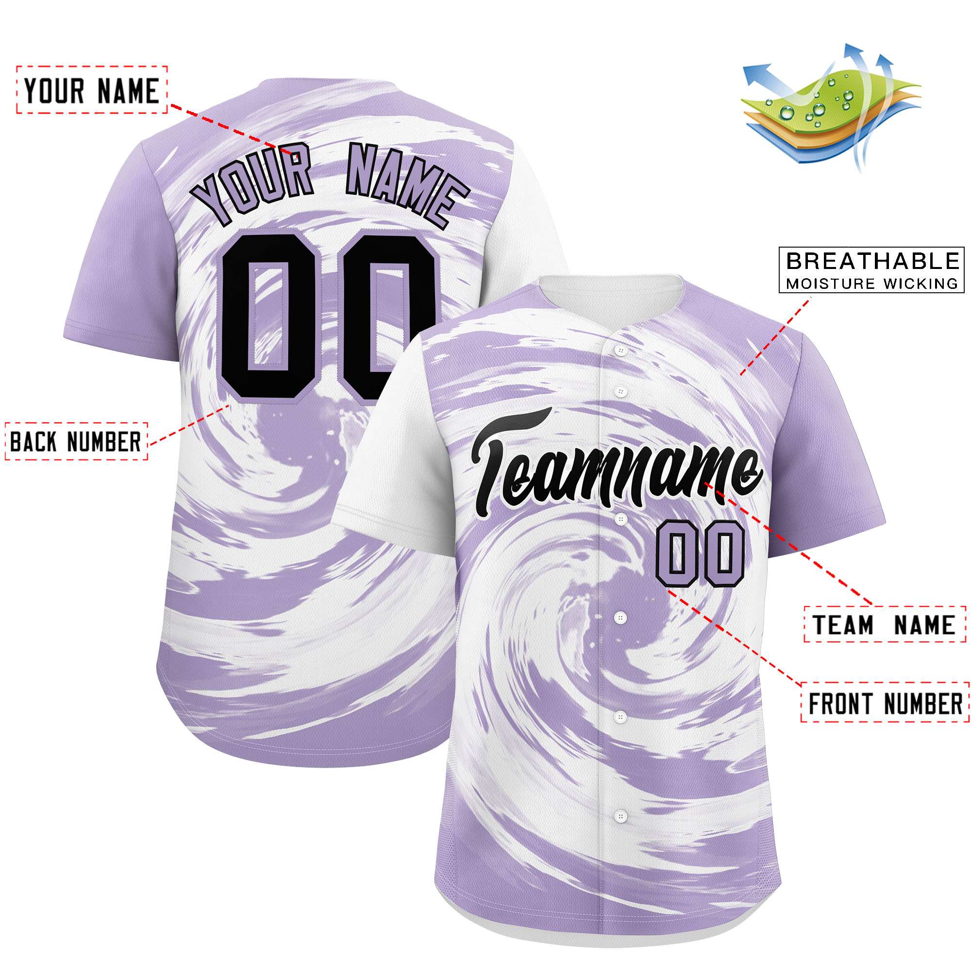 Custom White Light Purple Swirl Graffiti Pattern Authentic Baseball Jersey