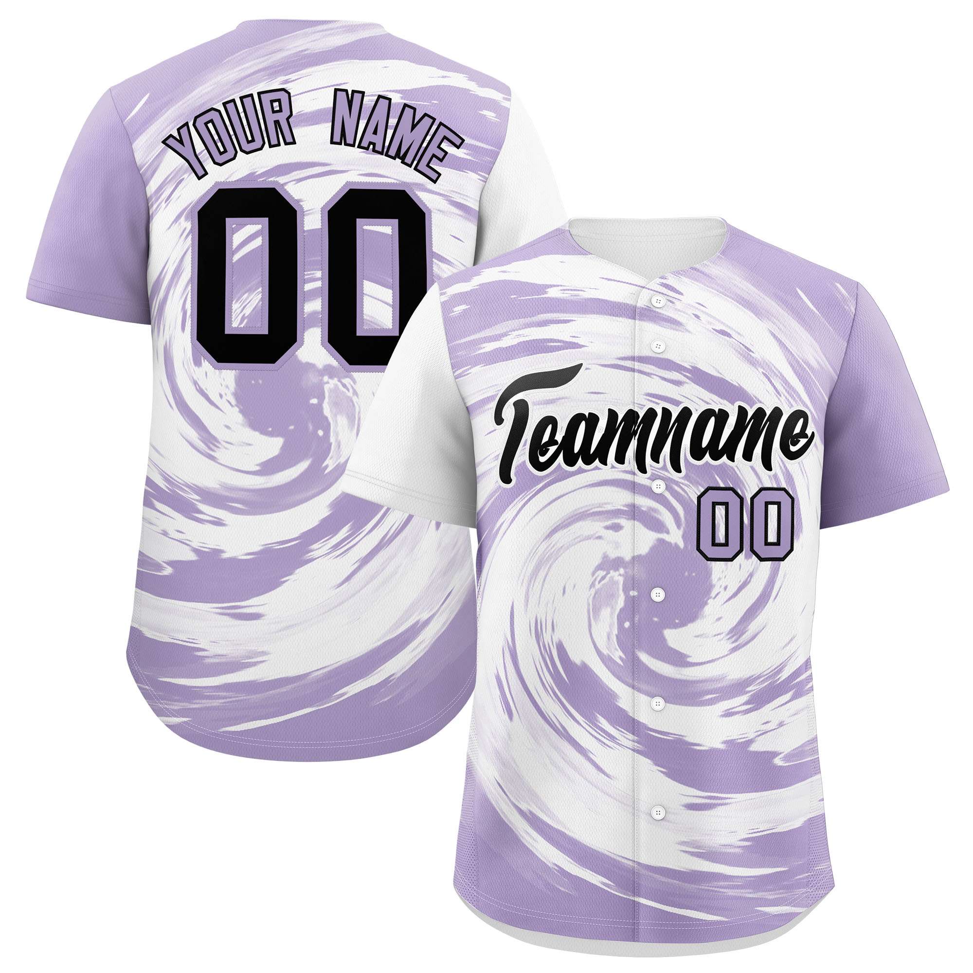 Custom White Light Purple Swirl Graffiti Pattern Authentic Baseball Jersey