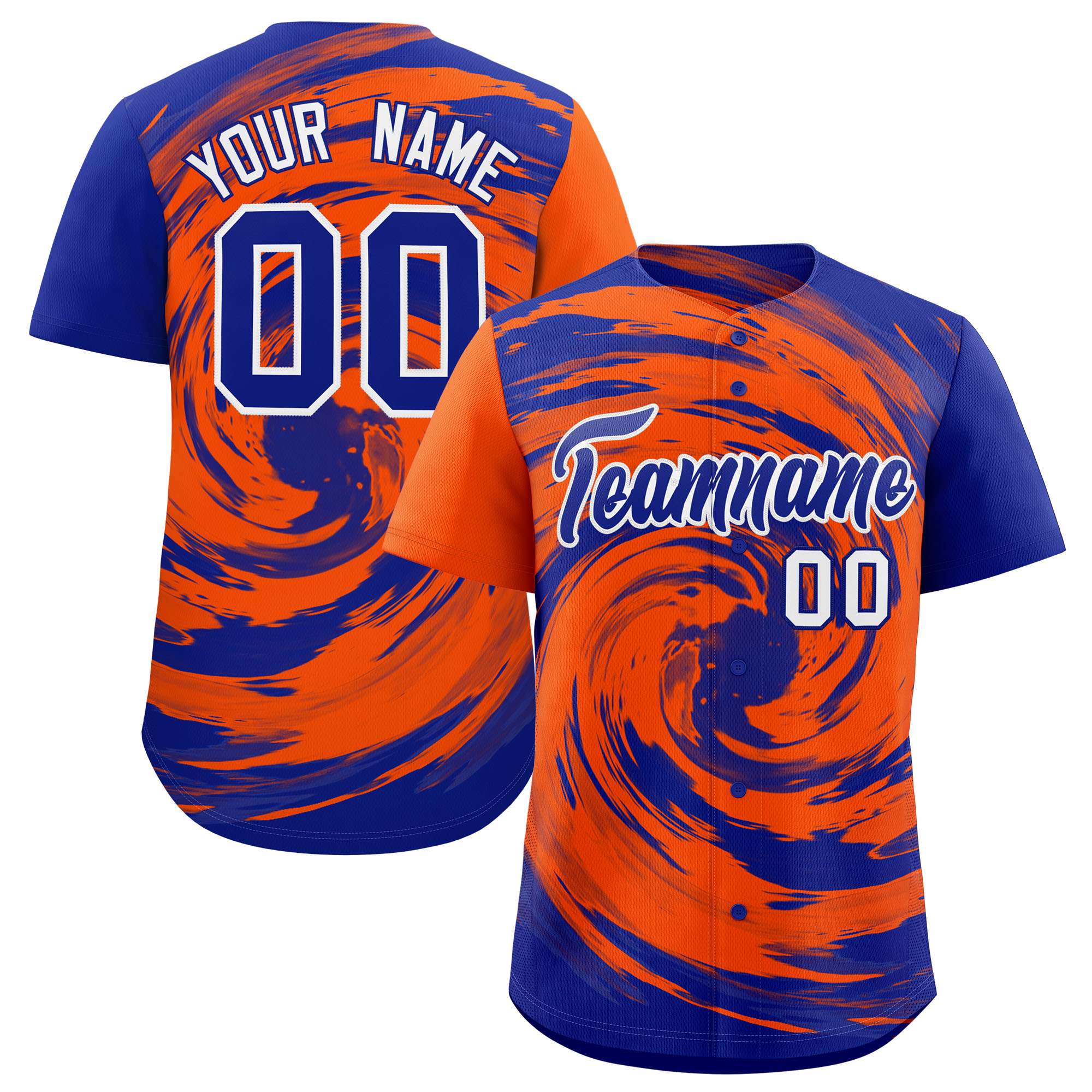 Custom Orange Royal Swirl Graffiti Pattern Authentic Baseball Jersey