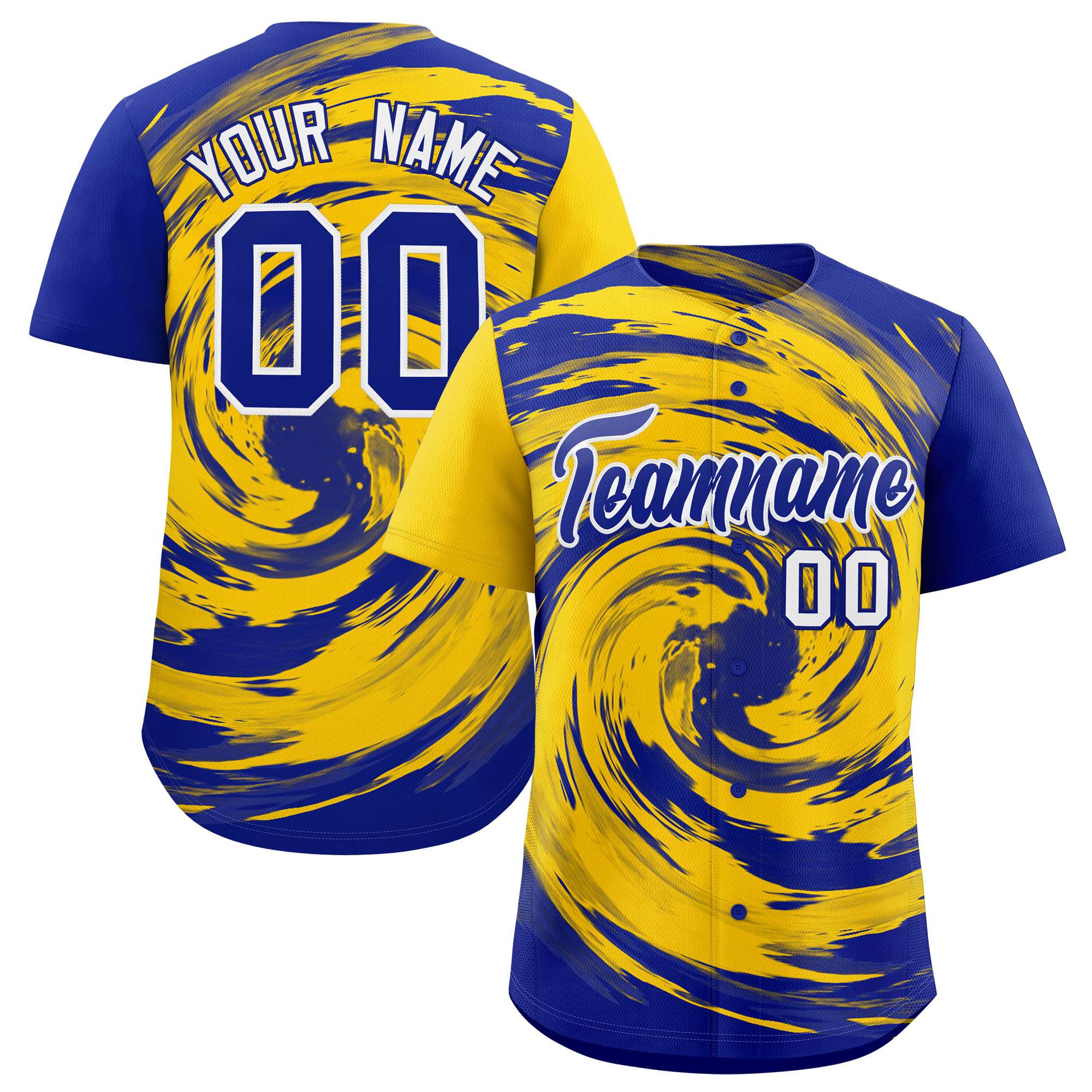 Custom Gold Royal Swirl Graffiti Pattern Authentic Baseball Jersey