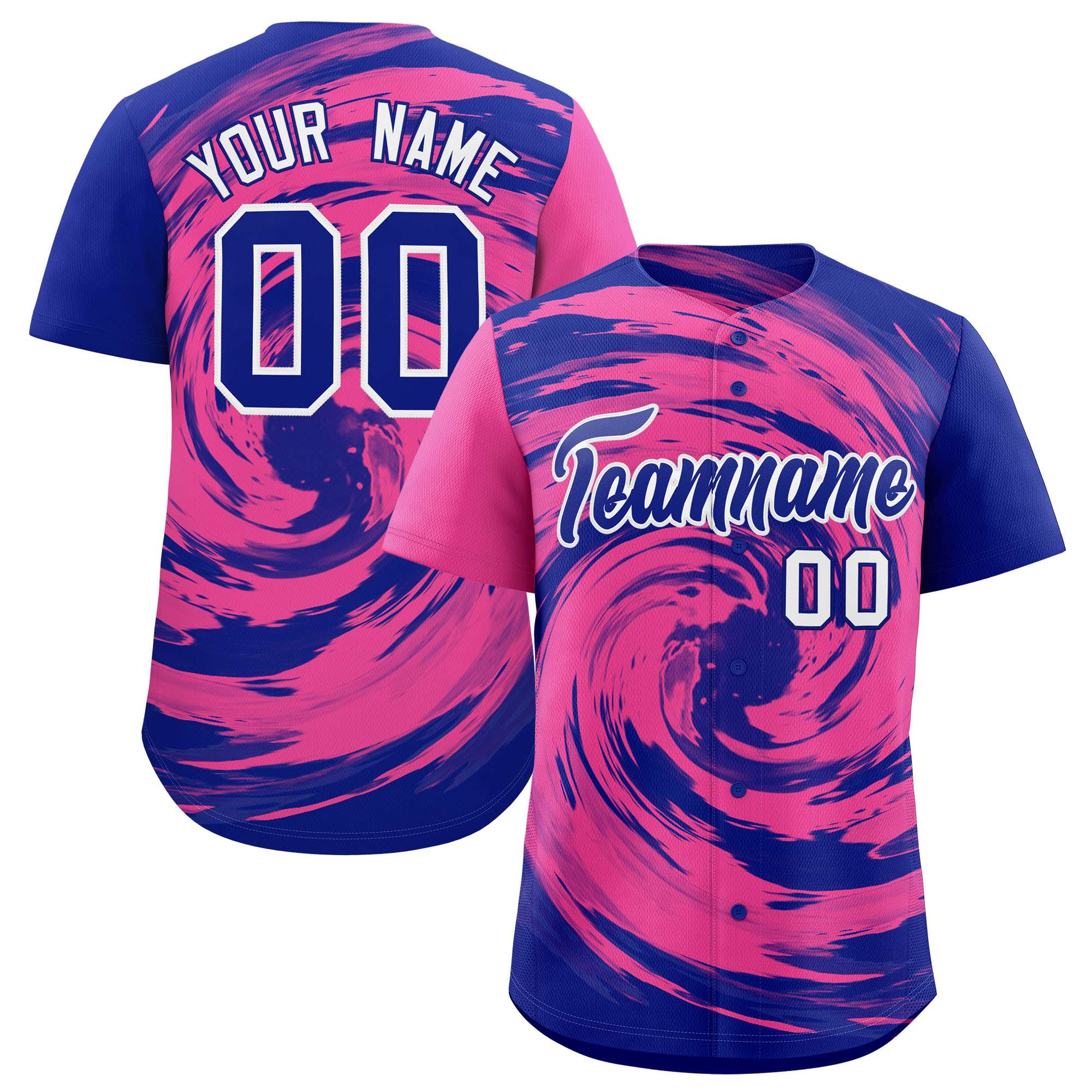 Custom Pink Royal Swirl Graffiti Pattern Authentic Baseball Jersey