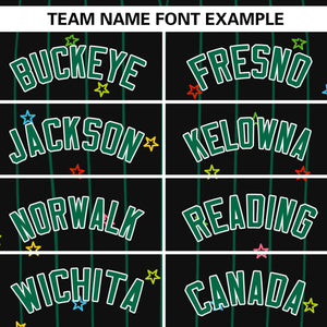 Custom Black Kelly Green Stripe Fashion Personalized Star Pattern Authentic Baseball Jersey