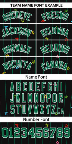 Custom Black Kelly Green Stripe Fashion Personalized Star Pattern Authentic Baseball Jersey