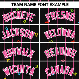 Custom Black Pink Stripe Fashion Personalized Star Pattern Authentic Baseball Jersey