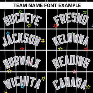 Custom Black Gray Stripe Fashion Personalized Star Pattern Authentic Baseball Jersey