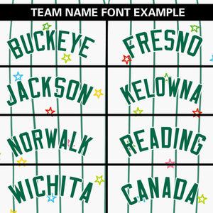 Custom White Kelly Green Stripe Fashion Personalized Star Pattern Authentic Baseball Jersey