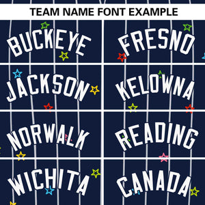 Custom Navy White Stripe Fashion Personalized Star Pattern Authentic Baseball Jersey