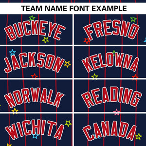 Custom Navy Red Stripe Fashion Personalized Star Pattern Authentic Baseball Jersey