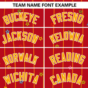 Custom Red Yellow Stripe Fashion Personalized Star Pattern Authentic Baseball Jersey