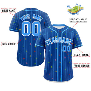 Custom Royal Powder Blue Stripe Fashion Personalized Star Pattern Authentic Baseball Jersey