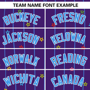 Custom Purple Powder Blue Stripe Fashion Personalized Star Pattern Authentic Baseball Jersey