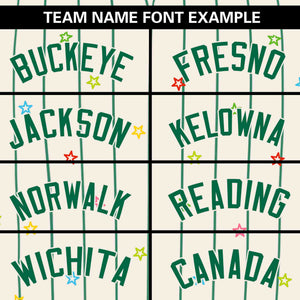 Custom Cream Kelly Green Stripe Fashion Personalized Star Pattern Authentic Baseball Jersey