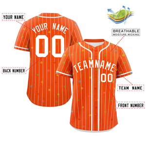 Custom Orange White Stripe Fashion Personalized Star Pattern Authentic Baseball Jersey