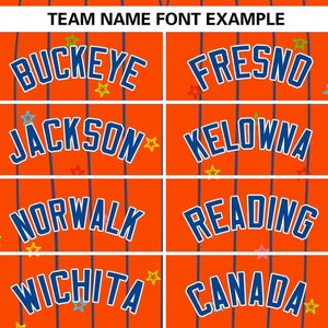 Custom Orange Royal Stripe Fashion Personalized Star Pattern Authentic Baseball Jersey