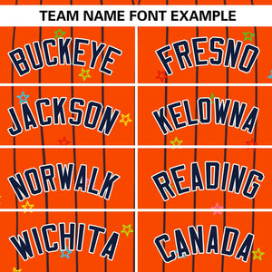 Custom Orange Navy Stripe Fashion Personalized Star Pattern Authentic Baseball Jersey