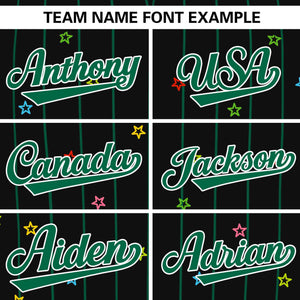 Custom Black Kelly Green Stripe Fashion Personalized Star Pattern Authentic Baseball Jersey