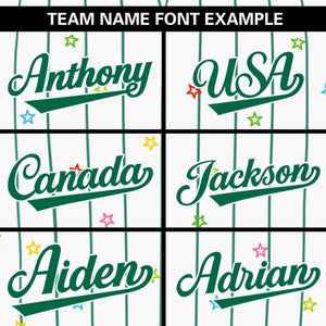 Custom White Kelly Green Stripe Fashion Personalized Star Pattern Authentic Baseball Jersey