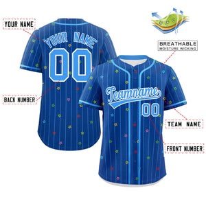 Custom Royal Powder Blue Stripe Fashion Personalized Star Pattern Authentic Baseball Jersey