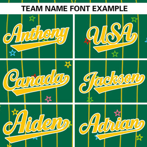 Custom Kelly Green Gold Stripe Fashion Personalized Star Pattern Authentic Baseball Jersey