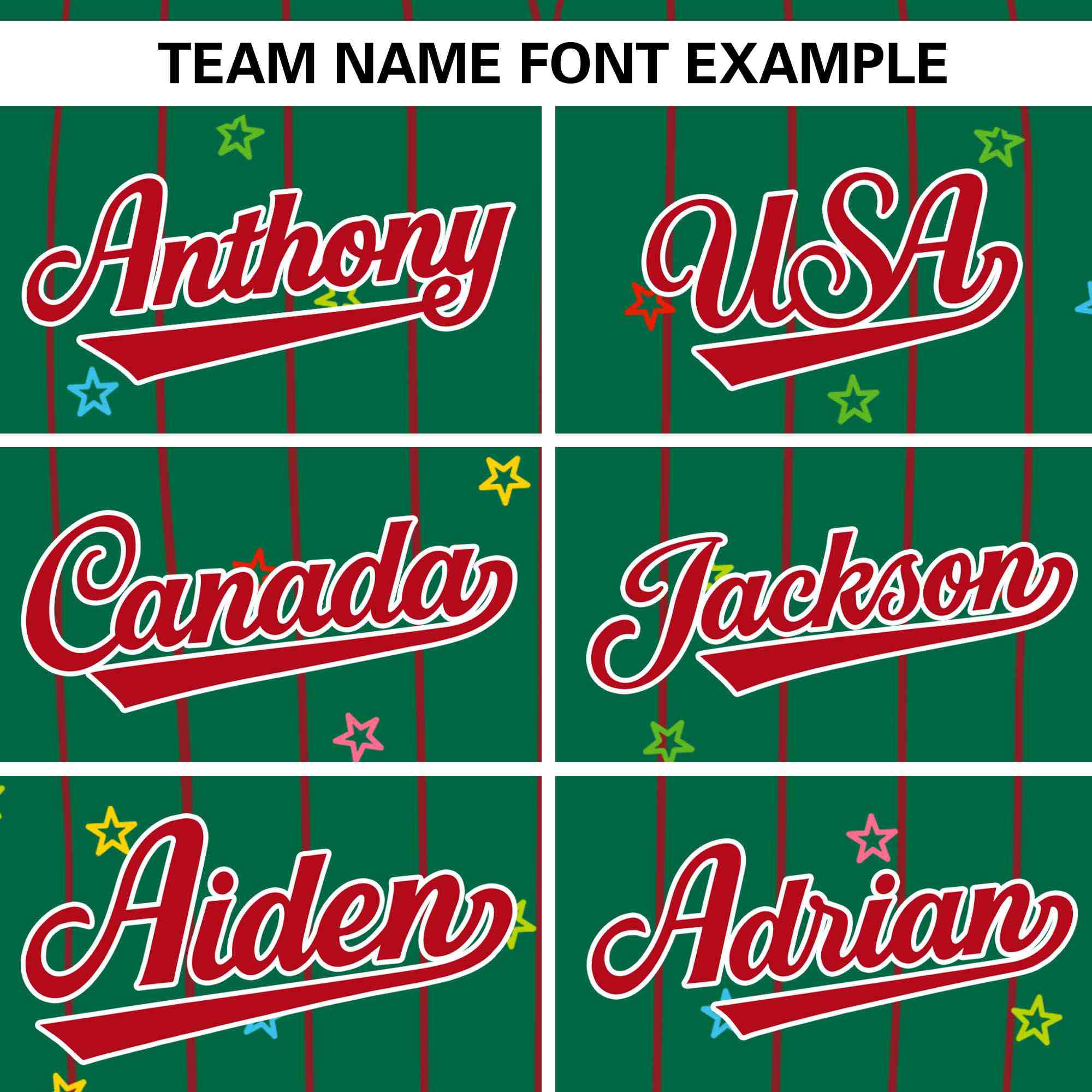 Custom Kelly Green Red Stripe Fashion Personalized Star Pattern Authentic Baseball Jersey