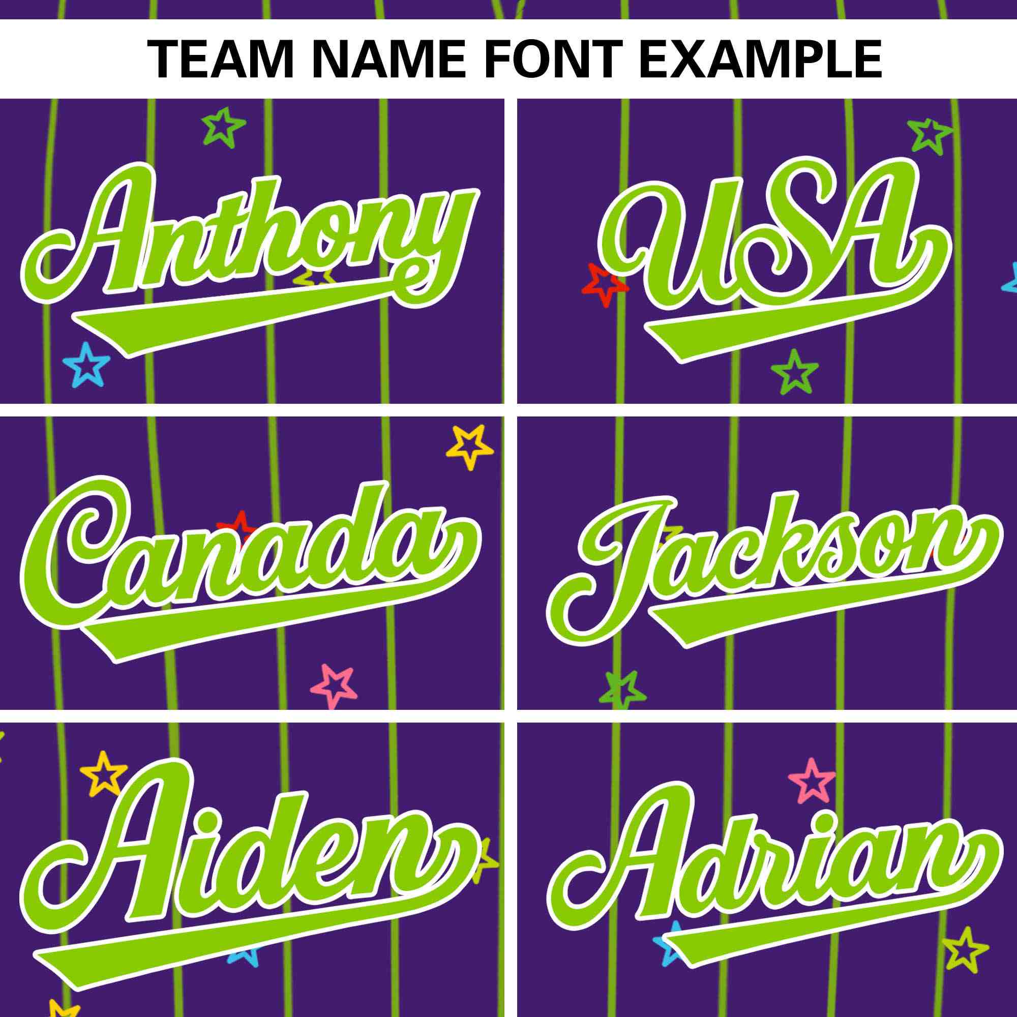 Custom Purple Neon Green Stripe Fashion Personalized Star Pattern Authentic Baseball Jersey