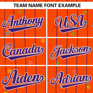 Custom Orange Purple Stripe Fashion Personalized Star Pattern Authentic Baseball Jersey