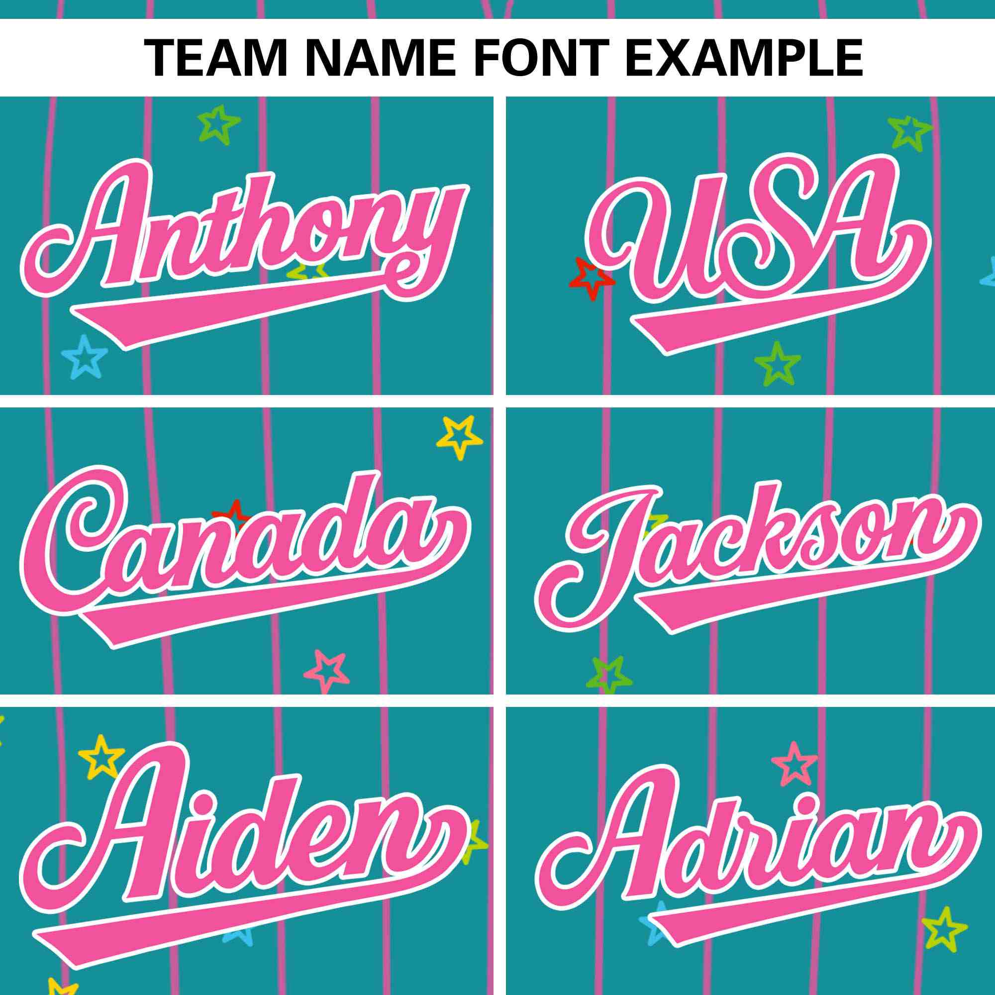 Custom Aqua Pink Stripe Fashion Personalized Star Pattern Authentic Baseball Jersey