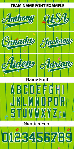 Custom Neon Green Kelly Green Stripe Fashion Personalized Star Pattern Authentic Baseball Jersey