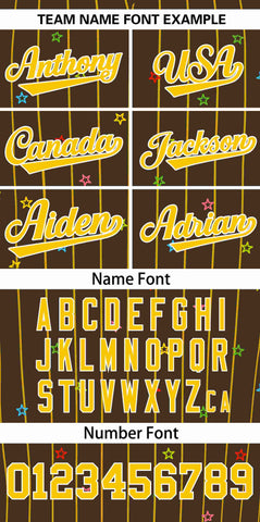 Custom Brown Gold Stripe Fashion Personalized Star Pattern Authentic Baseball Jersey